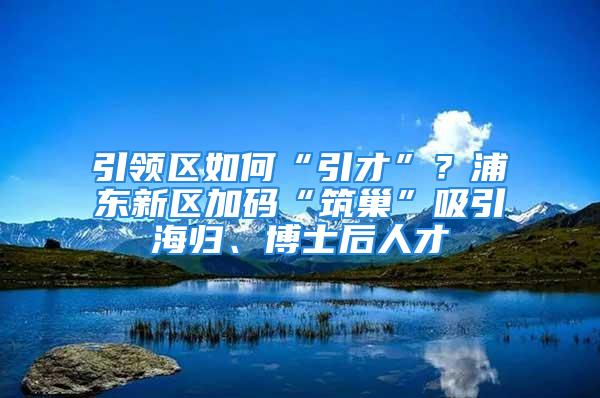 引領(lǐng)區(qū)如何“引才”？浦東新區(qū)加碼“筑巢”吸引海歸、博士后人才