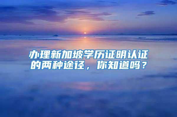 辦理新加坡學(xué)歷證明認(rèn)證的兩種途徑，你知道嗎？