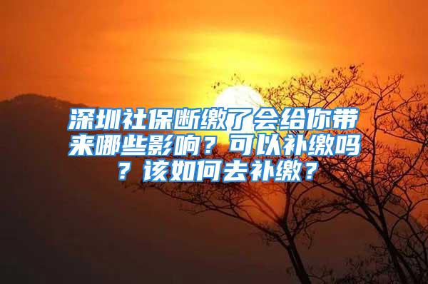 深圳社保斷繳了會(huì)給你帶來(lái)哪些影響？可以補(bǔ)繳嗎？該如何去補(bǔ)繳？