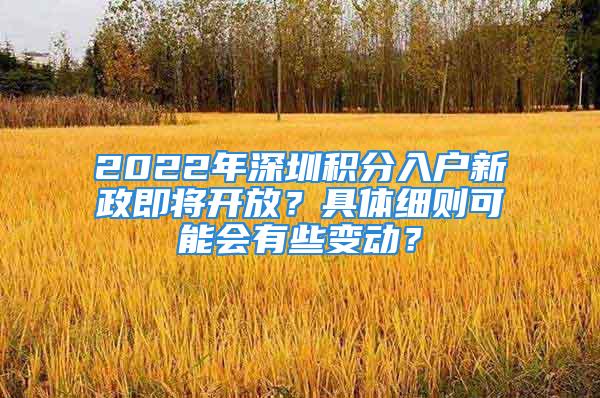 2022年深圳積分入戶新政即將開放？具體細(xì)則可能會有些變動？