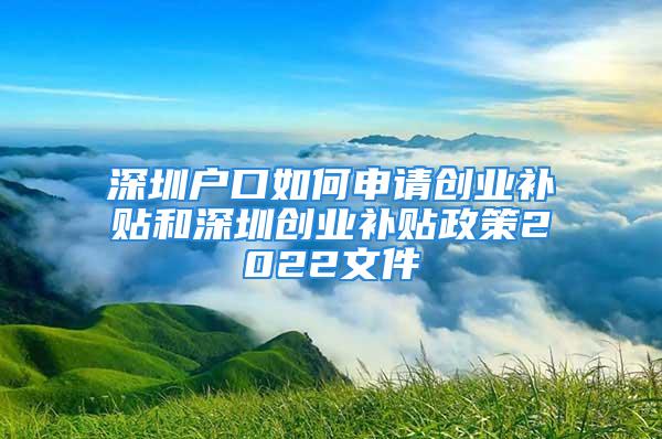 深圳戶口如何申請(qǐng)創(chuàng)業(yè)補(bǔ)貼和深圳創(chuàng)業(yè)補(bǔ)貼政策2022文件