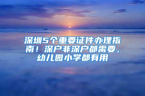 深圳5個重要證件辦理指南！深戶非深戶都需要，幼兒園小學(xué)都有用