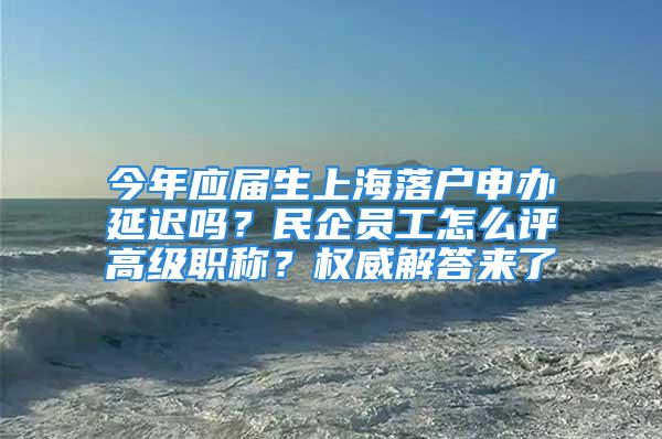 今年應(yīng)屆生上海落戶申辦延遲嗎？民企員工怎么評高級職稱？權(quán)威解答來了