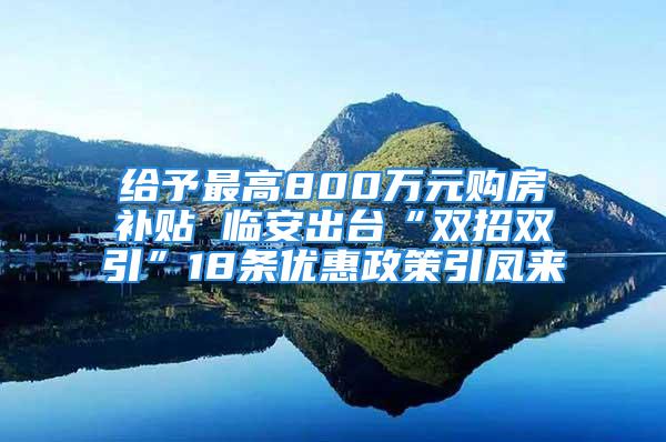 給予最高800萬元購房補(bǔ)貼 臨安出臺“雙招雙引”18條優(yōu)惠政策引鳳來