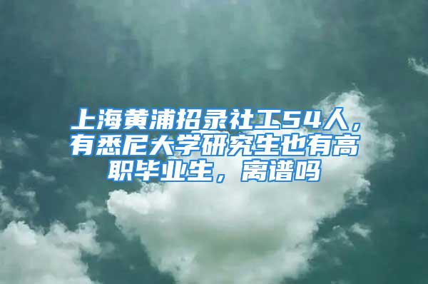 上海黃浦招錄社工54人，有悉尼大學(xué)研究生也有高職畢業(yè)生，離譜嗎