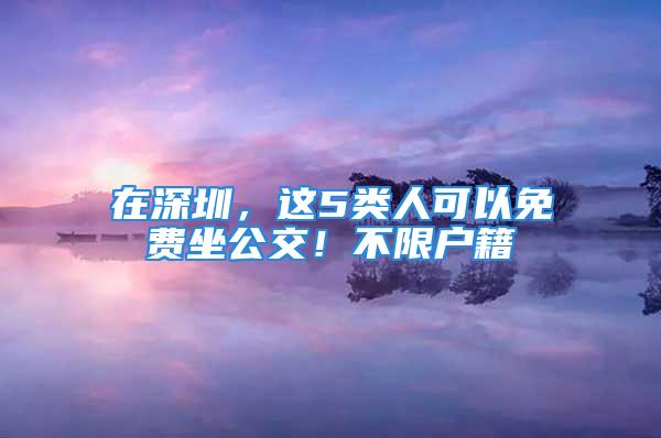 在深圳，這5類(lèi)人可以免費(fèi)坐公交！不限戶(hù)籍