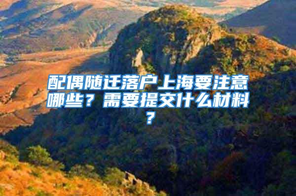 配偶隨遷落戶上海要注意哪些？需要提交什么材料？