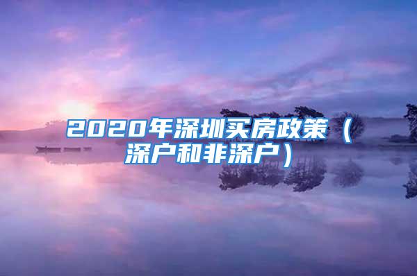 2020年深圳買房政策（深戶和非深戶）