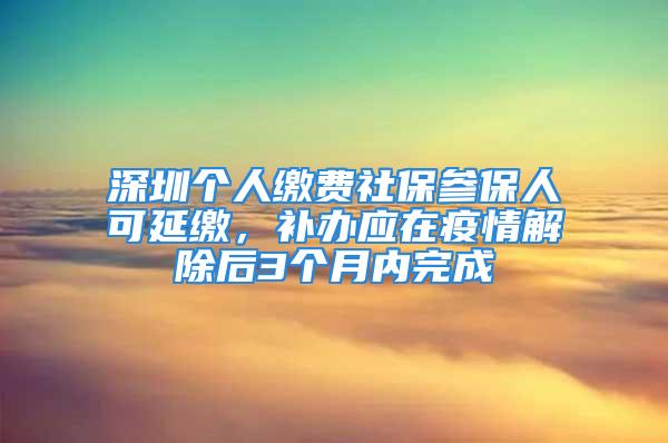 深圳個人繳費社保參保人可延繳，補辦應(yīng)在疫情解除后3個月內(nèi)完成