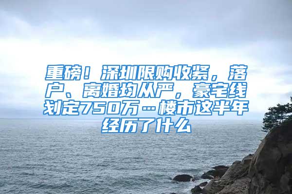 重磅！深圳限購(gòu)收緊，落戶、離婚均從嚴(yán)，豪宅線劃定750萬(wàn)…樓市這半年經(jīng)歷了什么