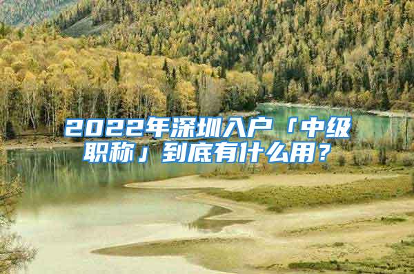 2022年深圳入戶「中級(jí)職稱」到底有什么用？