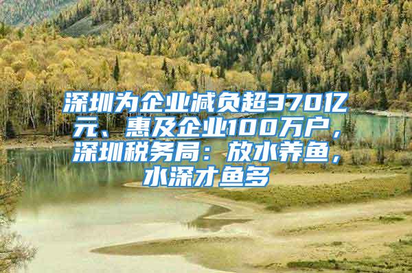 深圳為企業(yè)減負(fù)超370億元、惠及企業(yè)100萬戶，深圳稅務(wù)局：放水養(yǎng)魚，水深才魚多