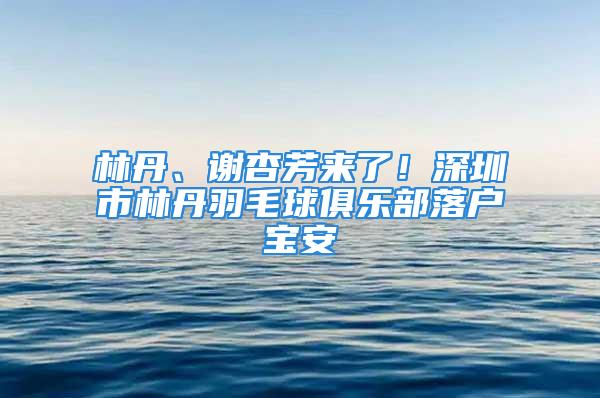 林丹、謝杏芳來了！深圳市林丹羽毛球俱樂部落戶寶安