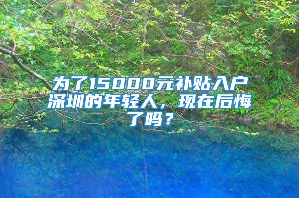 為了15000元補貼入戶深圳的年輕人，現(xiàn)在后悔了嗎？