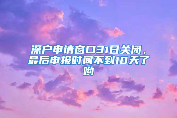 深戶申請窗口31日關(guān)閉，最后申報(bào)時(shí)間不到10天了喲