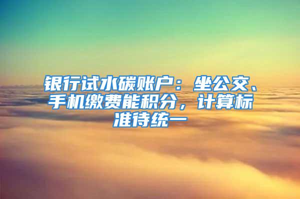 銀行試水碳賬戶：坐公交、手機(jī)繳費(fèi)能積分，計(jì)算標(biāo)準(zhǔn)待統(tǒng)一