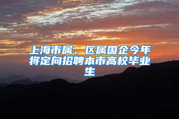 上海市屬、區(qū)屬國企今年將定向招聘本市高校畢業(yè)生