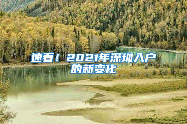 速看！2021年深圳入戶的新變化