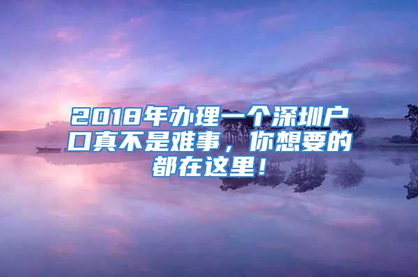 2018年辦理一個(gè)深圳戶口真不是難事，你想要的都在這里！