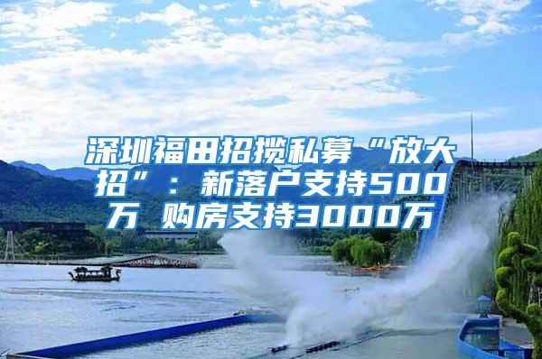 深圳福田招攬私募“放大招”：新落戶支持500萬 購房支持3000萬