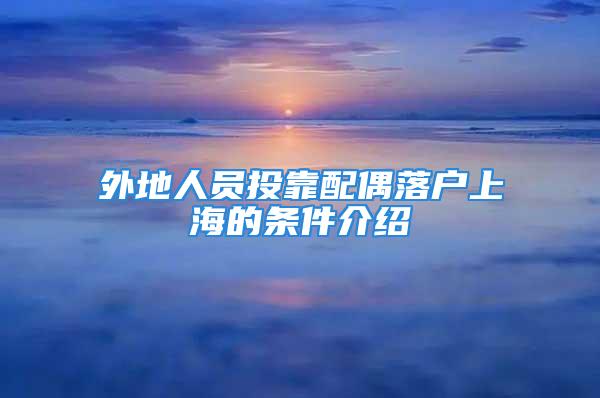 外地人員投靠配偶落戶上海的條件介紹