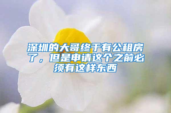 深圳的大哥終于有公租房了，但是申請這個之前必須有這樣東西