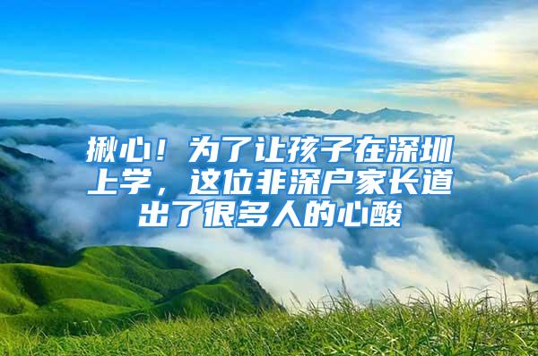 揪心！為了讓孩子在深圳上學(xué)，這位非深戶家長(zhǎng)道出了很多人的心酸