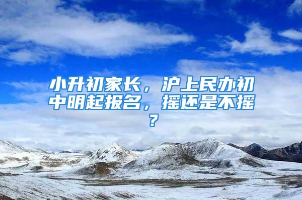 小升初家長，滬上民辦初中明起報名，搖還是不搖？