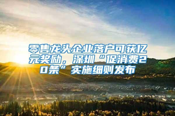 零售龍頭企業(yè)落戶可獲億元獎勵，深圳“促消費20條”實施細(xì)則發(fā)布