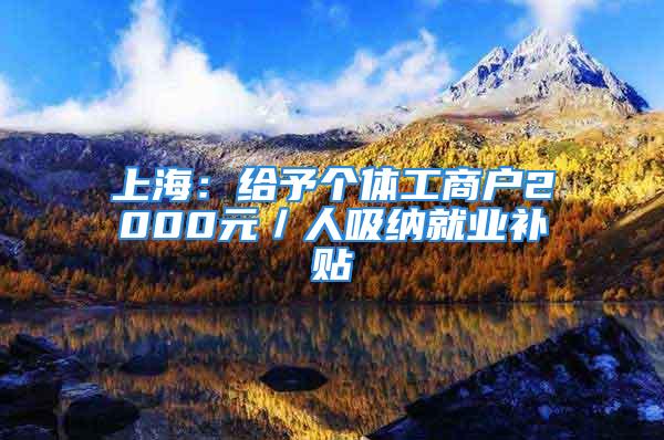 上海：給予個體工商戶2000元／人吸納就業(yè)補貼