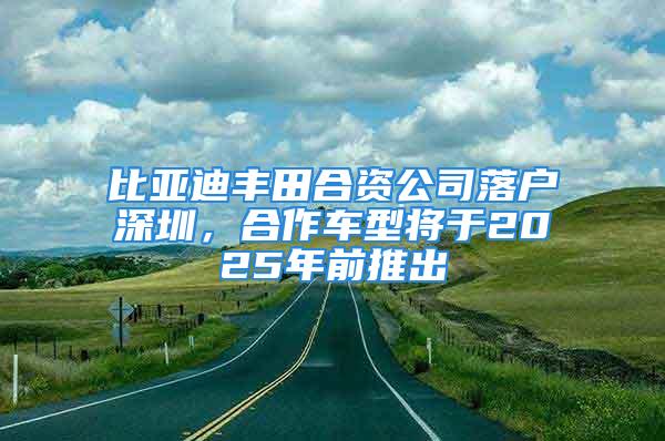 比亞迪豐田合資公司落戶深圳，合作車型將于2025年前推出