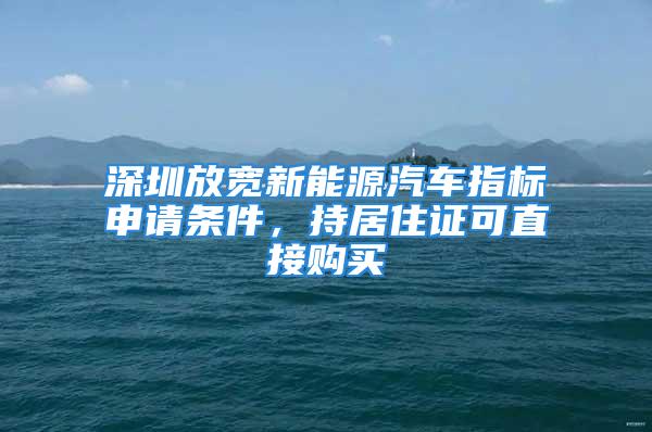 深圳放寬新能源汽車指標(biāo)申請條件，持居住證可直接購買