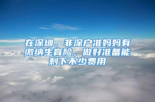 在深圳，非深戶準媽媽有繳納生育險，做好準備能剩下不少費用