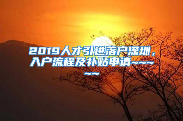 2019人才引進(jìn)落戶深圳，入戶流程及補(bǔ)貼申請(qǐng)~~~~~