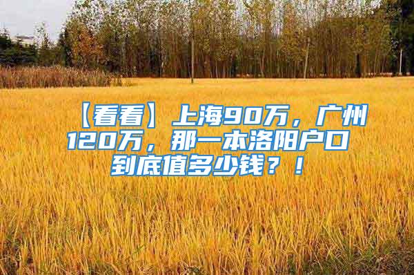 【看看】上海90萬(wàn)，廣州120萬(wàn)，那一本洛陽(yáng)戶(hù)口到底值多少錢(qián)？！