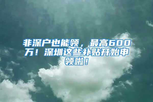 非深戶也能領(lǐng)，最高600萬！深圳這些補(bǔ)貼開始申領(lǐng)啦！