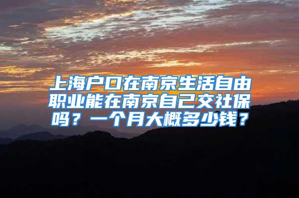 上海戶口在南京生活自由職業(yè)能在南京自己交社保嗎？一個月大概多少錢？