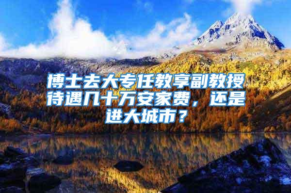 博士去大專任教享副教授待遇幾十萬安家費(fèi)，還是進(jìn)大城市？