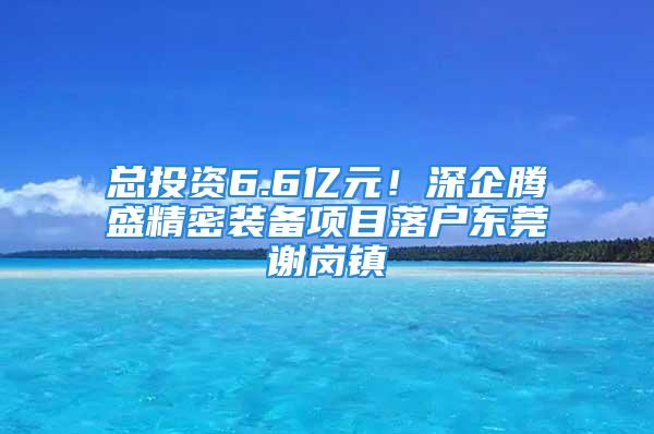 總投資6.6億元！深企騰盛精密裝備項目落戶東莞謝崗鎮(zhèn)