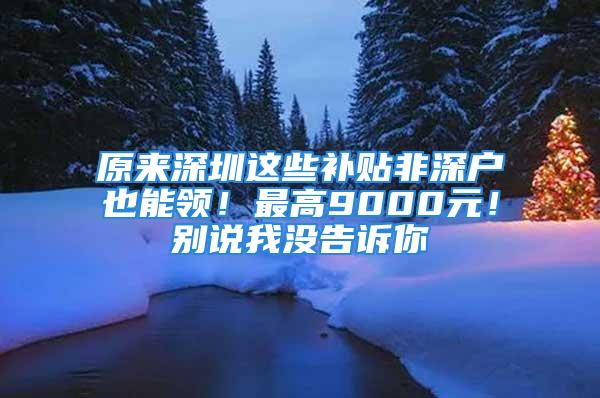 原來深圳這些補貼非深戶也能領(lǐng)！最高9000元！別說我沒告訴你