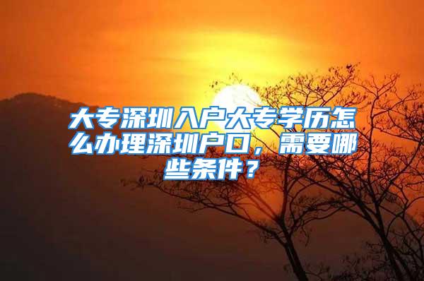 大專深圳入戶大專學(xué)歷怎么辦理深圳戶口，需要哪些條件？