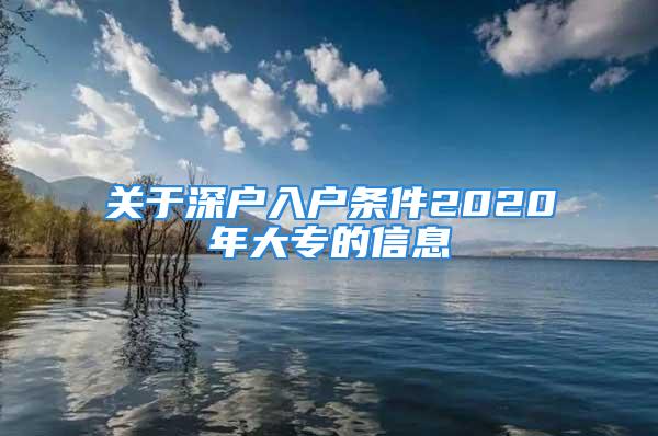 關于深戶入戶條件2020年大專的信息