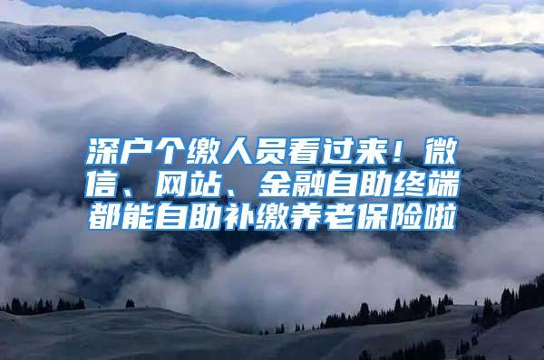 深戶個(gè)繳人員看過來！微信、網(wǎng)站、金融自助終端都能自助補(bǔ)繳養(yǎng)老保險(xiǎn)啦