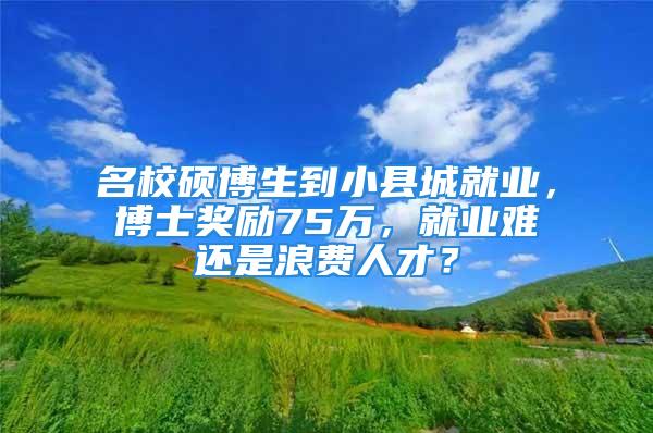 名校碩博生到小縣城就業(yè)，博士獎勵75萬，就業(yè)難還是浪費人才？