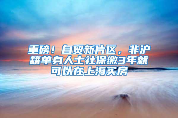 重磅！自貿(mào)新片區(qū)，非滬籍單身人士社保繳3年就可以在上海買房