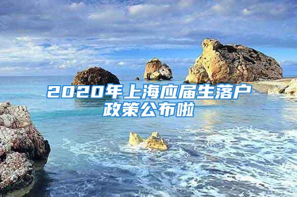 2020年上海應屆生落戶政策公布啦