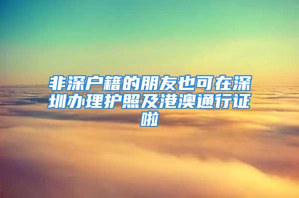 非深戶籍的朋友也可在深圳辦理護照及港澳通行證啦