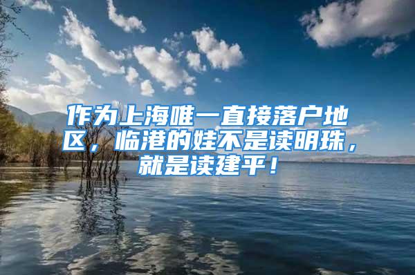 作為上海唯一直接落戶地區(qū)，臨港的娃不是讀明珠，就是讀建平！