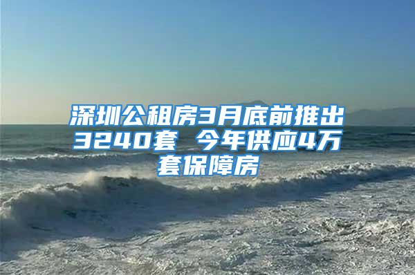 深圳公租房3月底前推出3240套 今年供應4萬套保障房