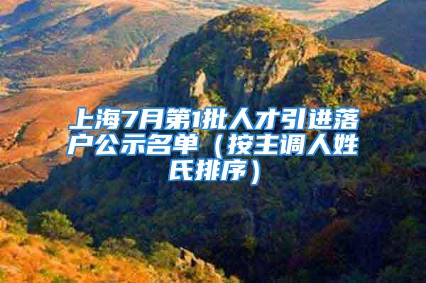 上海7月第1批人才引進(jìn)落戶公示名單（按主調(diào)人姓氏排序）